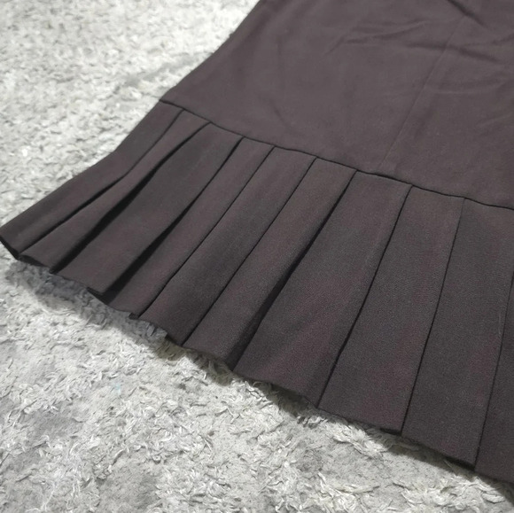✨️4/$20. Dk Chocolate Brown Stretch Pencil Skirt, Pleated Flared Hem - Picture 7 of 15
